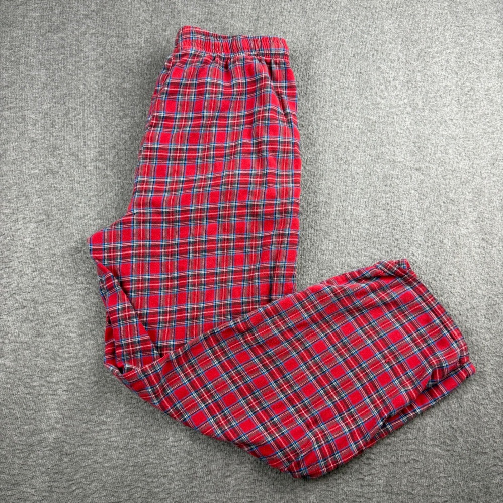 Stafford Mens Red Plaid Cotton Sleep Pants Pajama Bottoms Regular Fit Size M